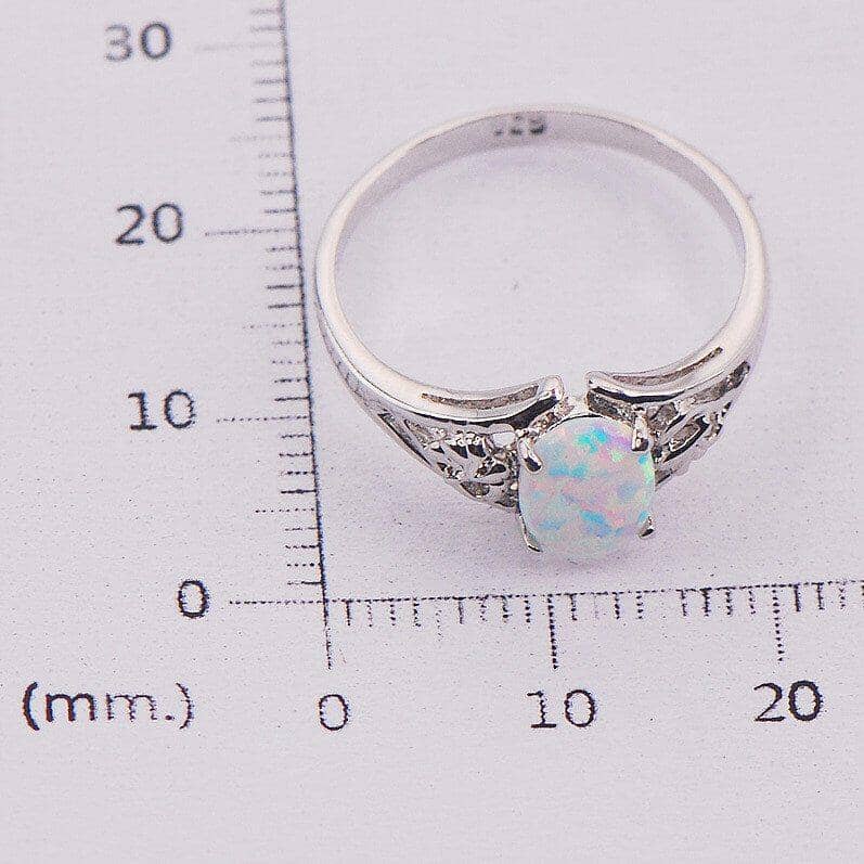 White Fire Australian Opal Silver RingRing