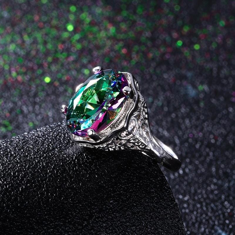 Glamorous Rainbow Mystic Topaz Ring - 925 Sterling Silver RingRing