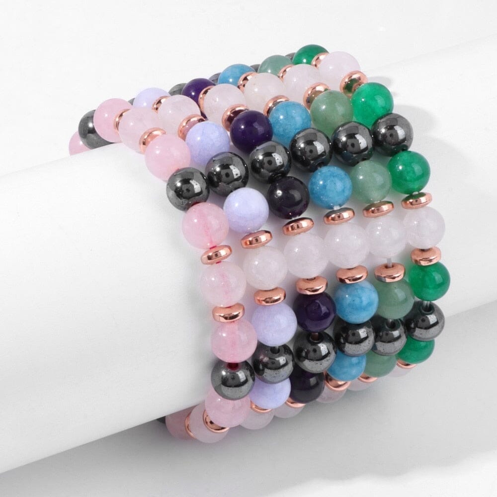 Natural Stone Aventurine and Other Stones with Hematite Beads BraceletBracelet