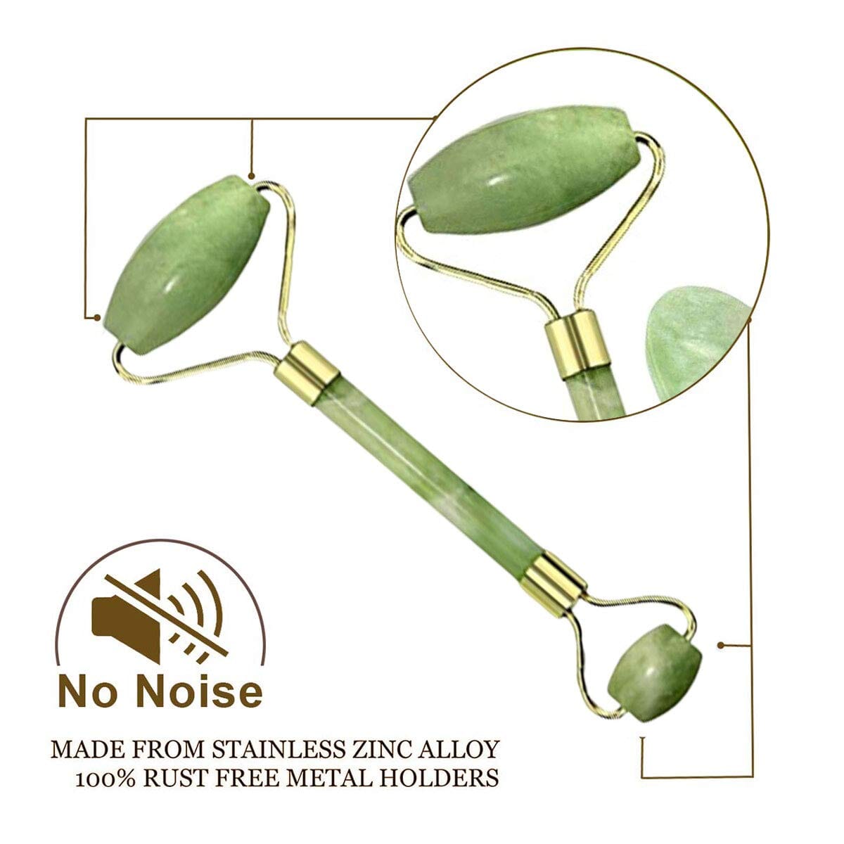 Double Head Green Jade RollerRaw Stone