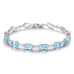Geometric Aquamarine Charm Bracelet - 925 Sterling SilverBracelet