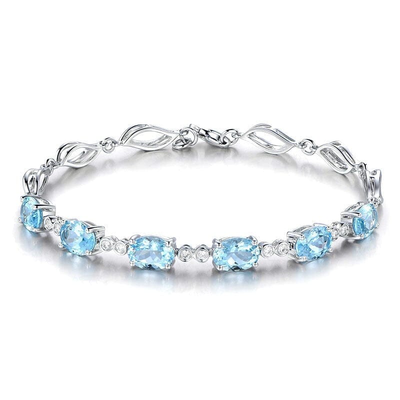 Geometric Aquamarine Charm Bracelet - 925 Sterling SilverBracelet