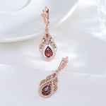 Queen Crystal Flower CZ Ruby Earrings - 585 Rose GoldEarrings