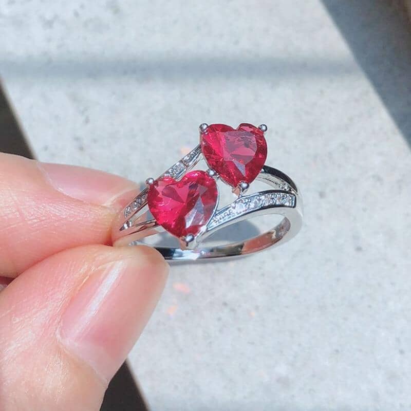 Blue Sapphire Heart Silver RingRing