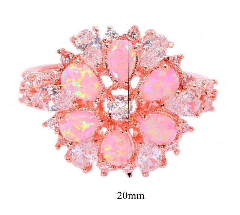 Pink Fire Opal Flower RingRing