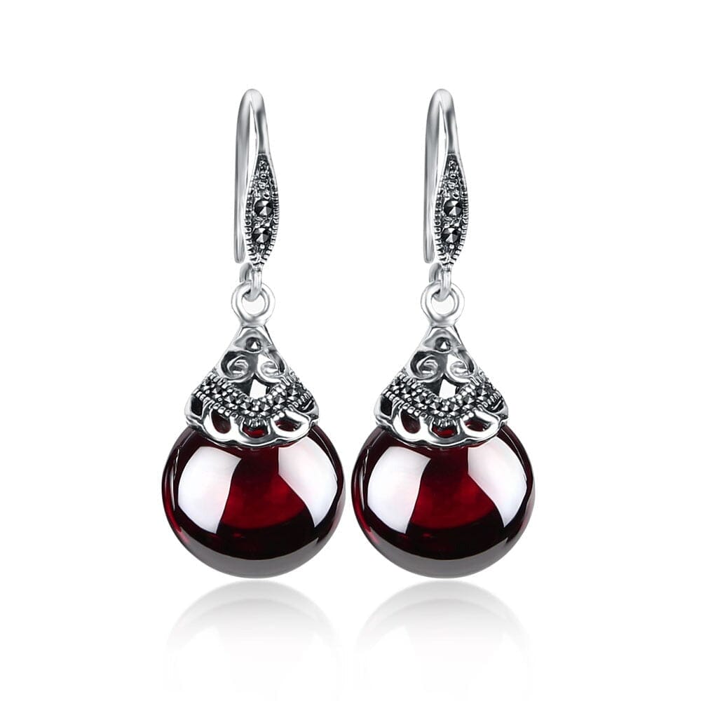 Lovely Retro Ruby Earrings - 925 Sterling SilverEarrings
