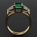 Splendid Rectangular Emerald Zircon Ring - 925 Sterling SilverRing