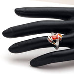 Orange Fire Opal Diamonds RingRing