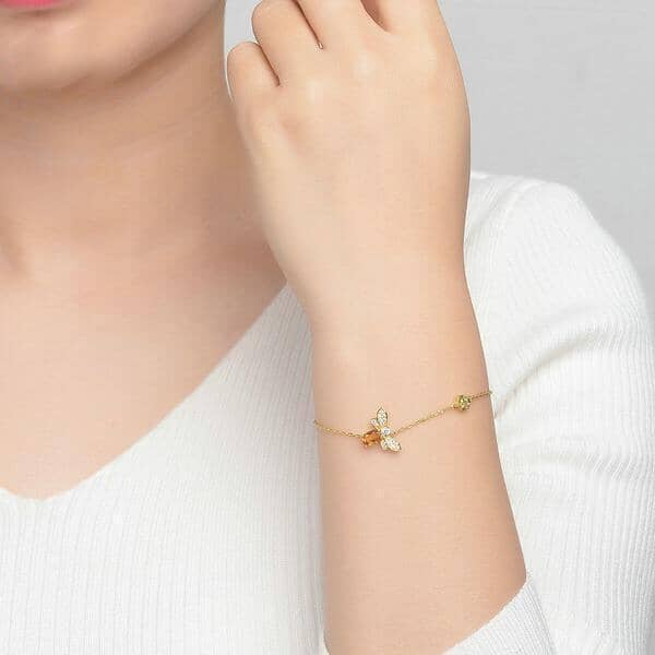 Bee Citrine Charm Bracelet - 925 Sterling SilverBracelet