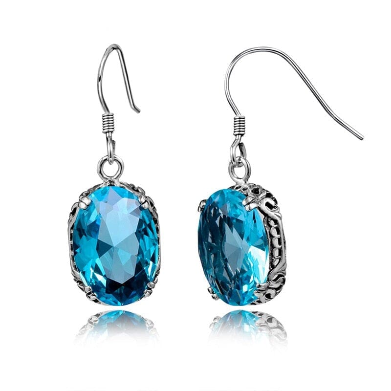 Royal Design Aquamarine Turkish Earrings - 925 Sterling SilverEarrings
