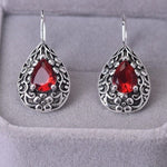 Retro Palace Royal Style Waterdrop Ruby Earrings - 925 Sterling SilverEarrings