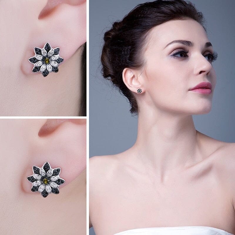 Flower Natural Smoky Quartz Earrings - 925 Sterling SilverEarrings