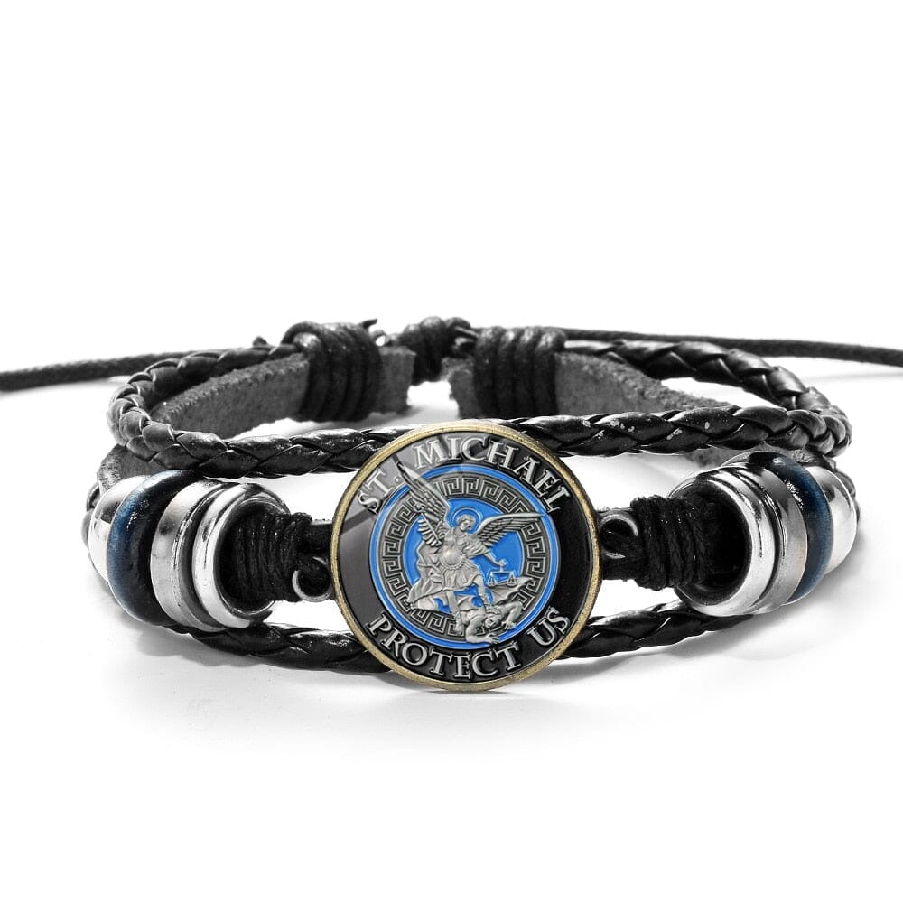 WWJD Archangel St.Michael Leather BraceletBracelet