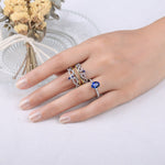 3pcs Luxury Crown Sapphire Ring - 925 Sterling SilverRing