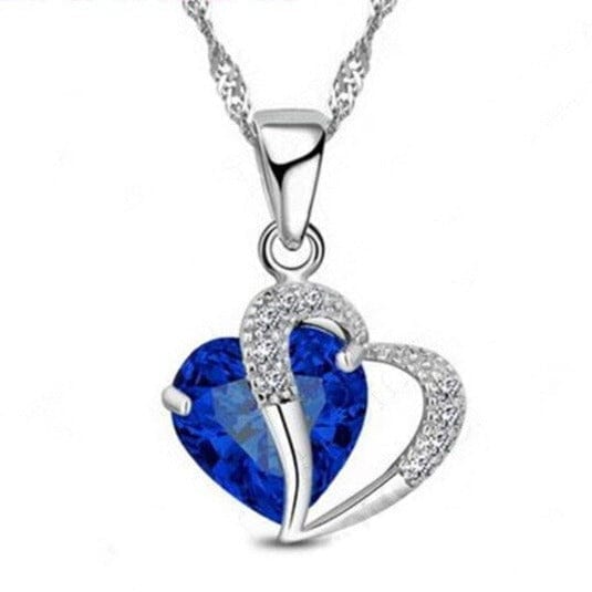 Elegant Ruby Love Pendant Necklace - 925 Sterling SilverNecklaceDark Blue