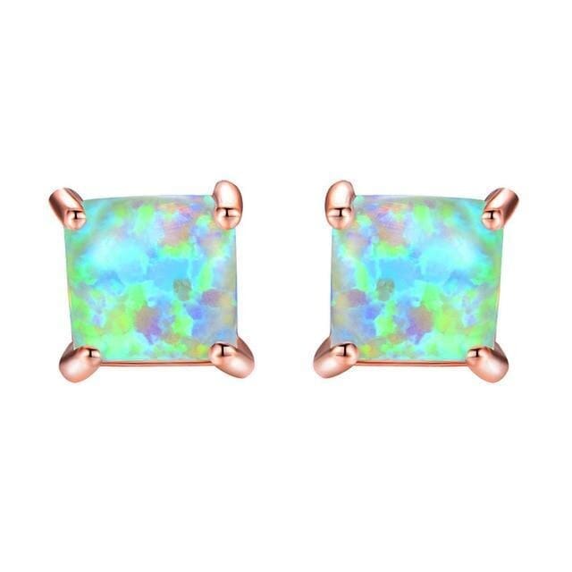 Cubic Fire Opal Crystal Stud EarringsEarringsGreen Opal4mm