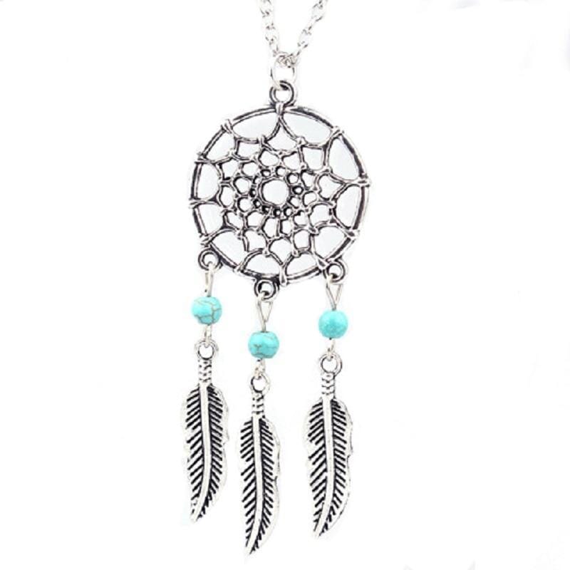 Turquoise Dream Catcher Necklace and Earrings SetNecklace