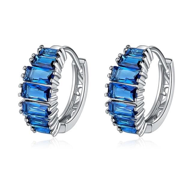 Delicate White Topaz and Sapphire Hoop EarringsEarringsTopaz