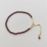 Natural Stones Pulsera Faceted Garnet Adjustable Bracelet - 14K Gold Filled ChainBracelet
