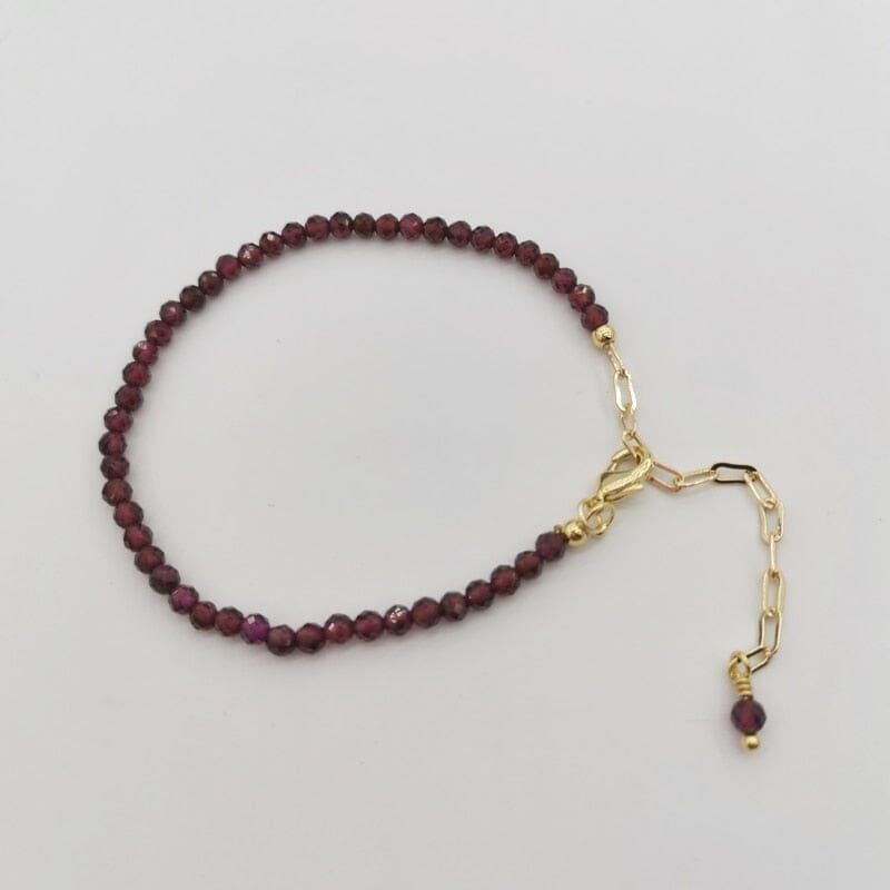 Natural Stones Pulsera Faceted Garnet Adjustable Bracelet - 14K Gold Filled ChainBracelet