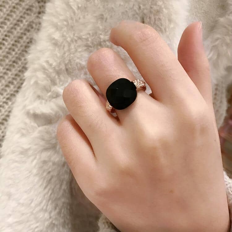 Black Onyx Rose Gold & Platinum Plated RingRing