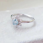 Aquamarine White Topaz Flower RingRing