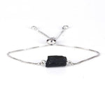 Natural Rough Black Tourmaline Stone BraceletBraceletSilver Chain