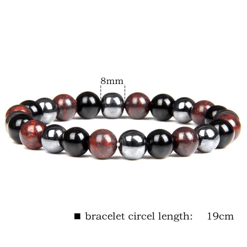 Black Obsidian, Hematite and Bloodstone Beaded BraceletBracelet