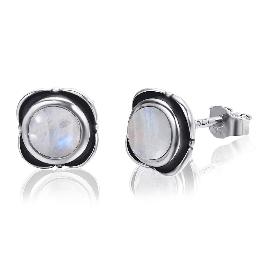 Natural Moonstone Stud Earrings - 925 Sterling SilverEarrings