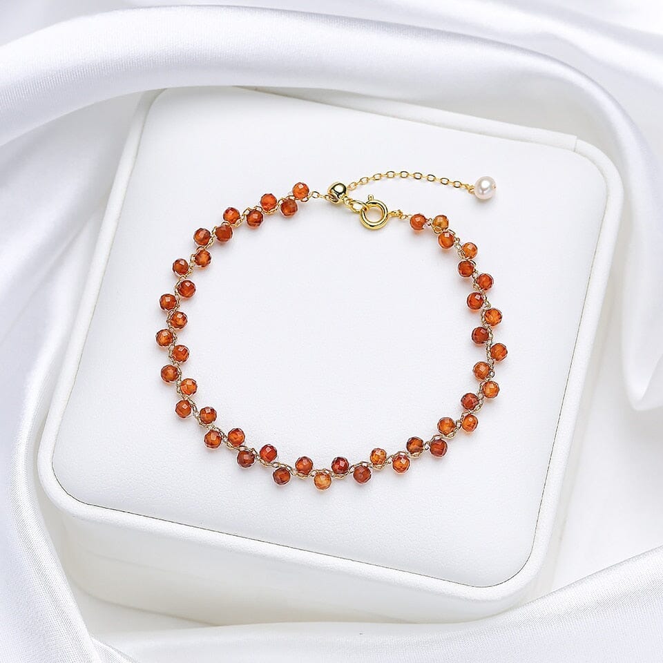 3MM Natural Stone Tourmaline BraceletBraceletOrange Garnet16-21cm