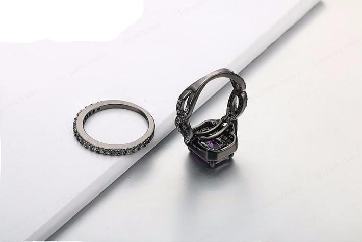 Luxurious Black Gun Plated Amethyst RingRing
