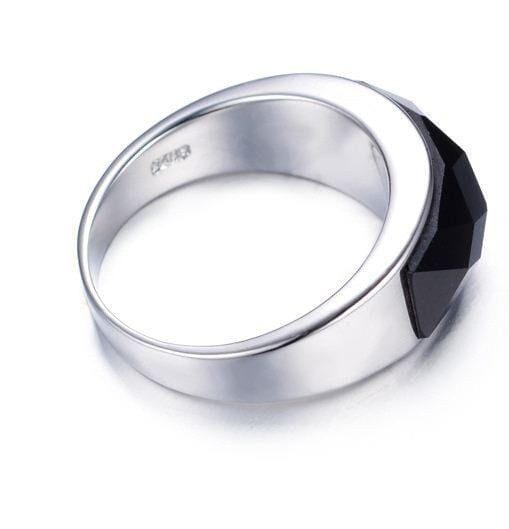 High Quality Black Agate Gem Stone 925 Sterling Silver Men RingRing
