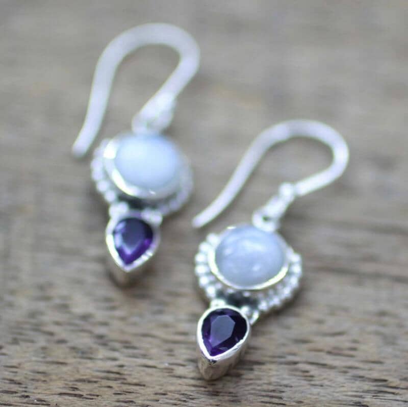 Natural Moonstone Pear Dangling EarringsEarrings