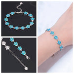 Floral White & Blue Fire Opal BraceletBracelet