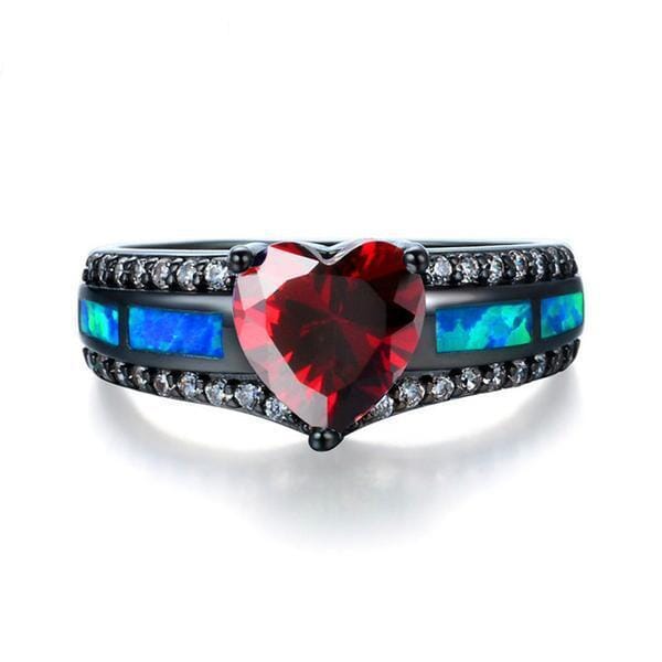 Ruby Heart Fire Opal RingsRing11Blue Red