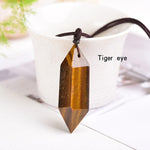 1pc Natural Crystal Quartz Double Point Pendant NecklaceNecklaceTigereye