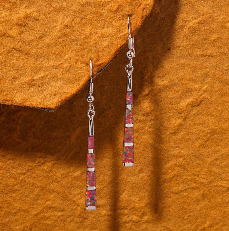 Orange Fire Opal Long Dangle Drop EarringsEarrings