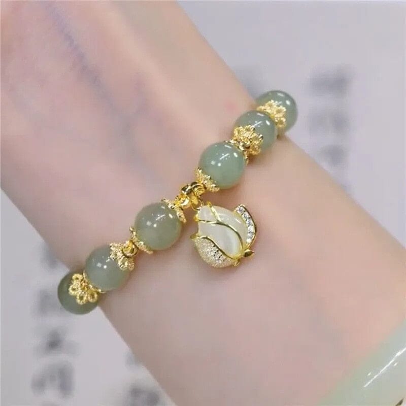 Hetian Jade Flowers and Leaf BraceletBracelet