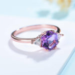 Amethyst White Topaz Hexagon Rose Gold RingRing