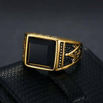 Agate Titanium Steel Vintage Men's RingRing
