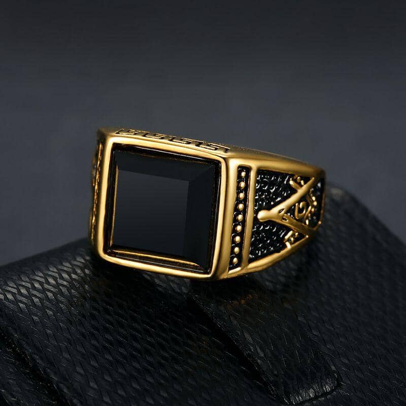 Agate Titanium Steel Vintage Men's RingRing