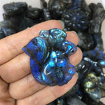 Natural Carved Labradorite Stone CrystalNecklaceSquirrel