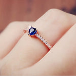 Heart-Shaped Sapphire Diamond Ring - S925 Sterling SilverRing