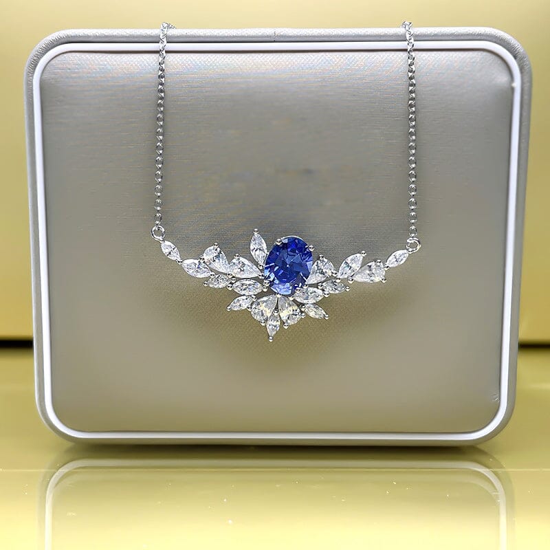 Leaf Sapphire Necklace - 925 Sterling SilverNecklace