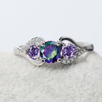 Heart-shaped Amethyst and Colorful Topaz Ring - 925 Sterling SilverRing6