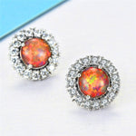 Green Fire Opal Cubic Zirconia Silver EarringsEarrings