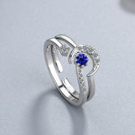 Fashion Star Moon Shape Sapphire Ring - 925 Sterling SilverRing