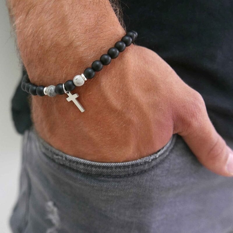 WWJD Natural Stone Cross BraceletBracelet