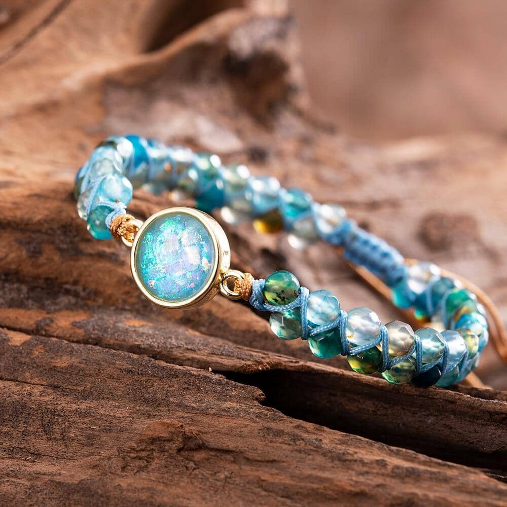 Blue Round Opal Bracelets Braided BraceletBracelet
