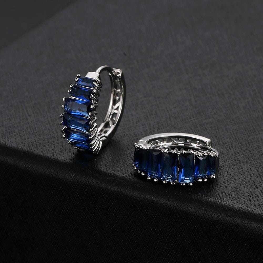 Delicate White Topaz and Sapphire Hoop EarringsEarrings